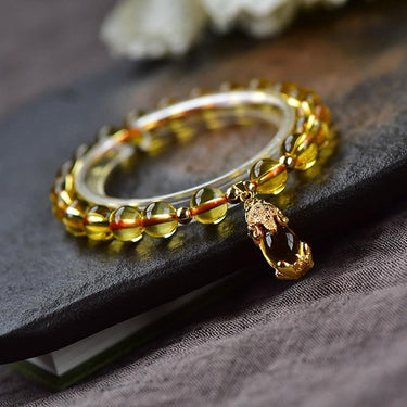 Natural Citrine & Gold Detailed Pixiu WEALTH Bracelet